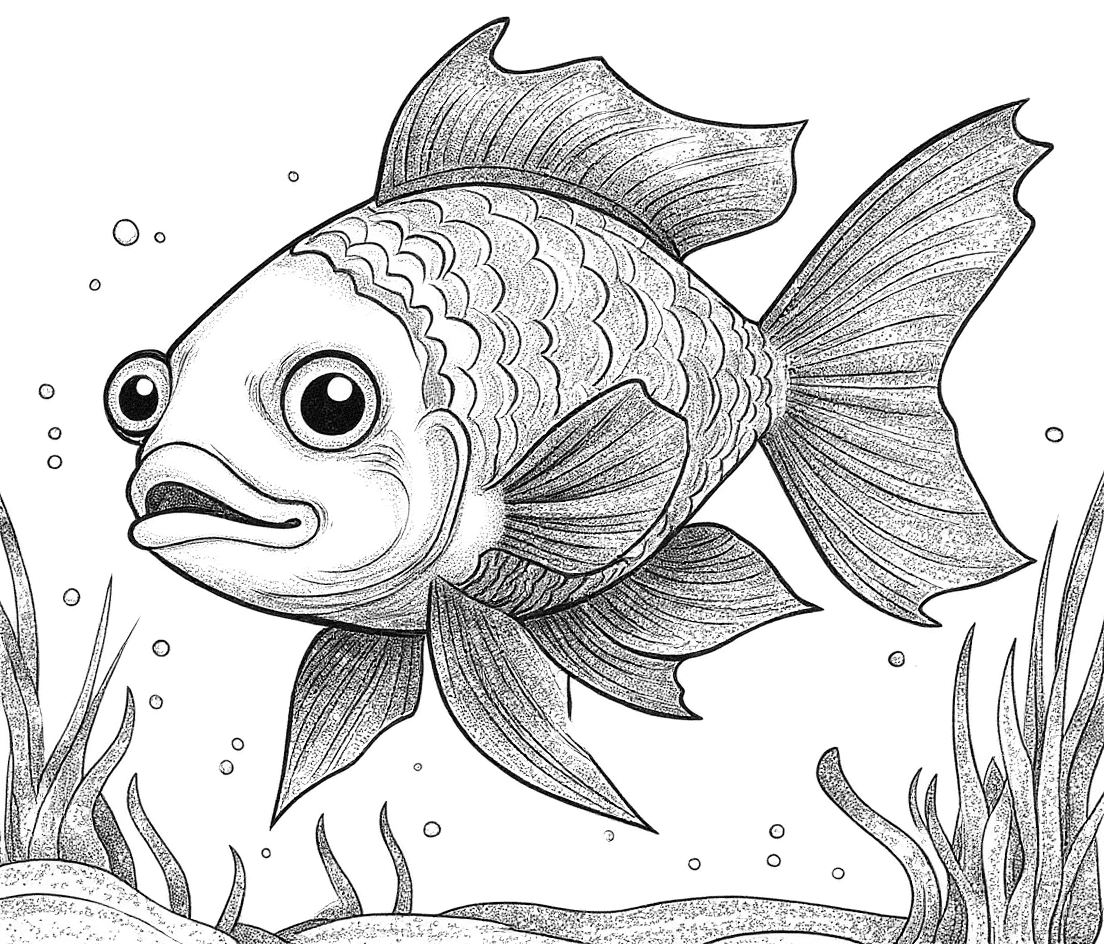 Zentangle Fish Drawing example