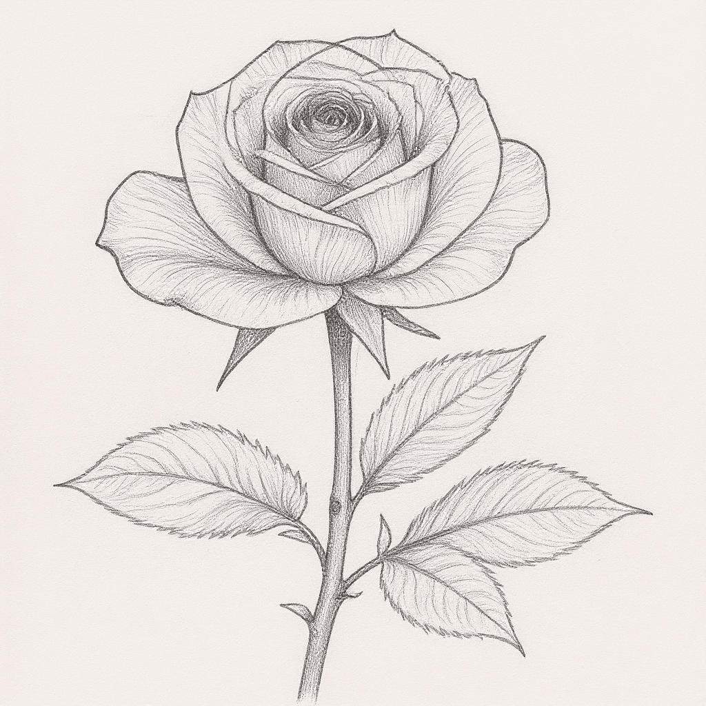 Pencil Sketch Flower Drawing example