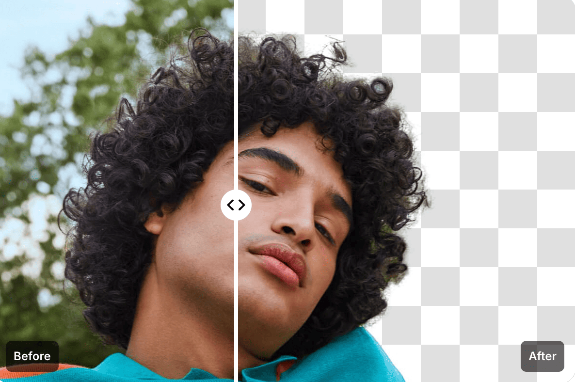 Before and after comparison of AI background removal on a product image
