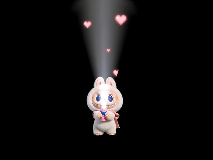 Labubuラブハート懐中電灯ライブ壁紙
