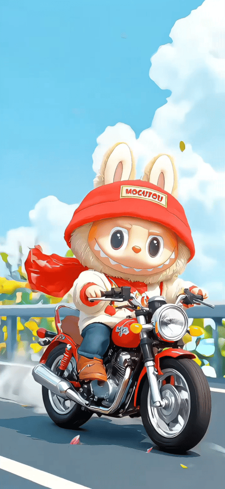 バイカーLabubu壁紙